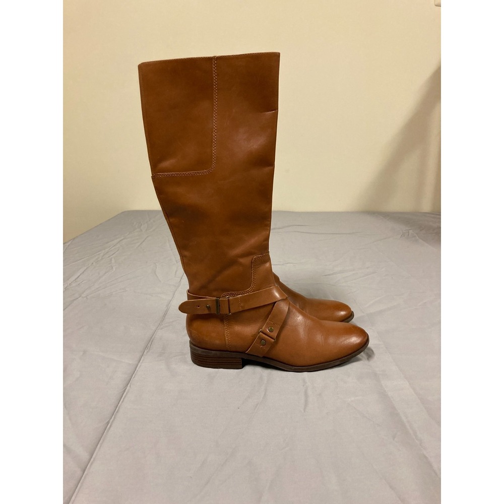 Nine West Blogger Leather Knee-High Riding Boots Women's Brown Side-Zip - 8M - Picture 5 of 10